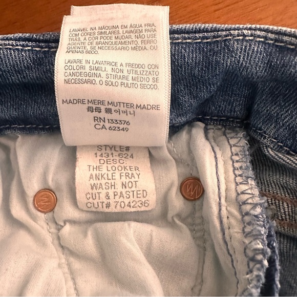 MOTHER The Looker Ankle Fray Distressed Blue Skinny Jeans Size 27 - Picture 11 of 11